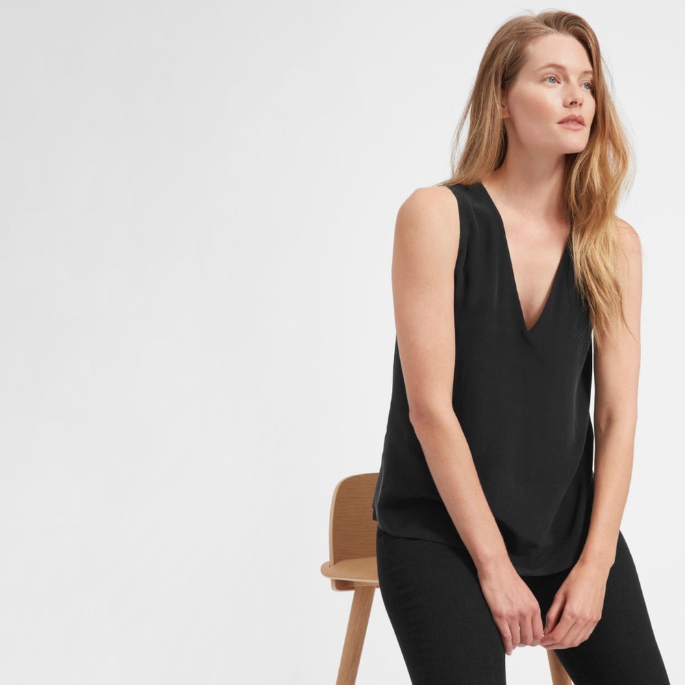 Everlane Double-Lined Silk V-Neck